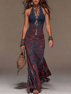 Kaia - Women's Floral Halter Bohemian Maxi Dress 1