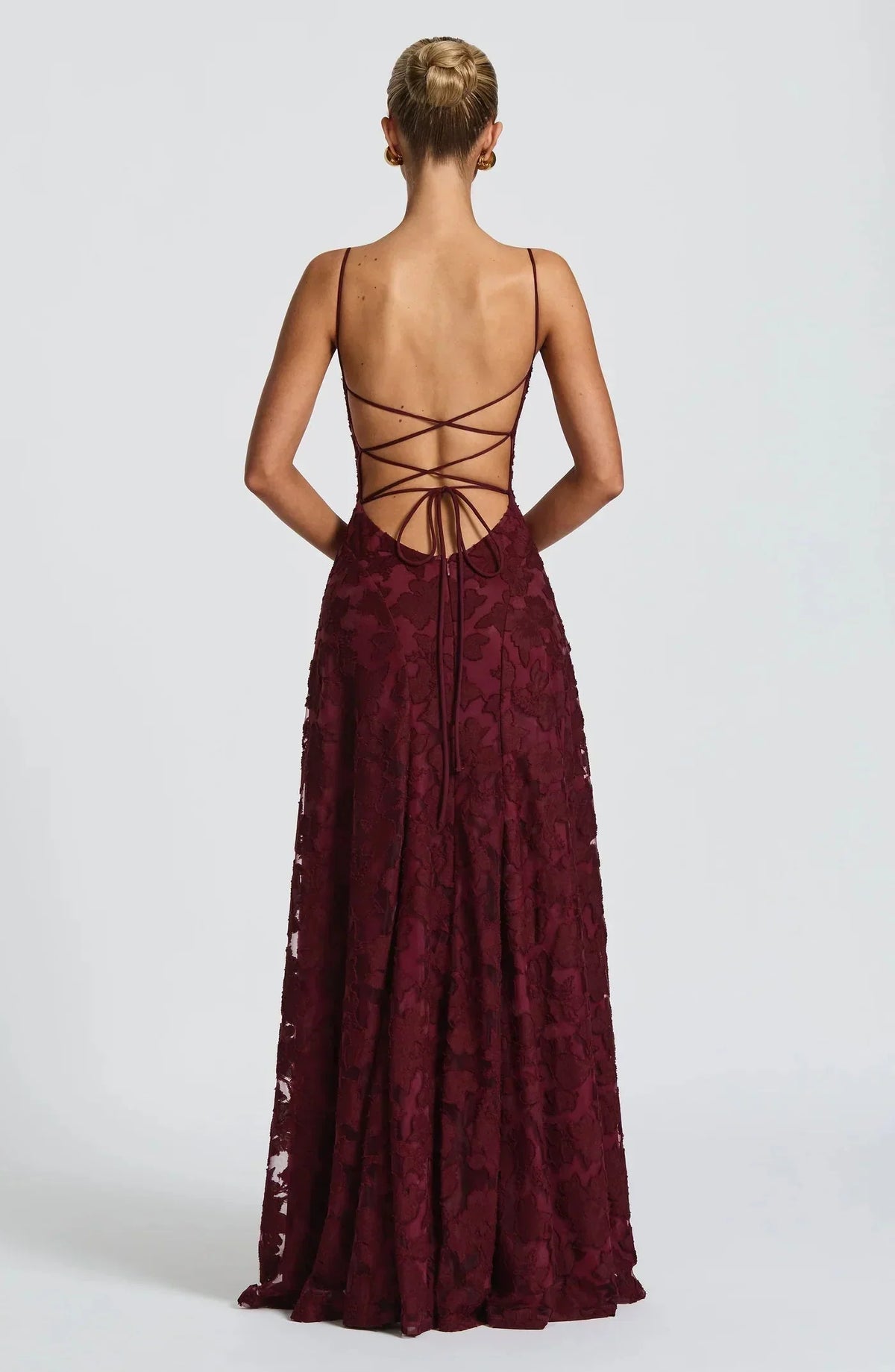 Kaisha - Women's Square-Neck Lace A-Line Maxi Dress