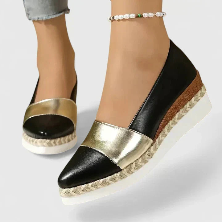 Katalina - Women's Metallic Colour-Block Espadrille Loafers