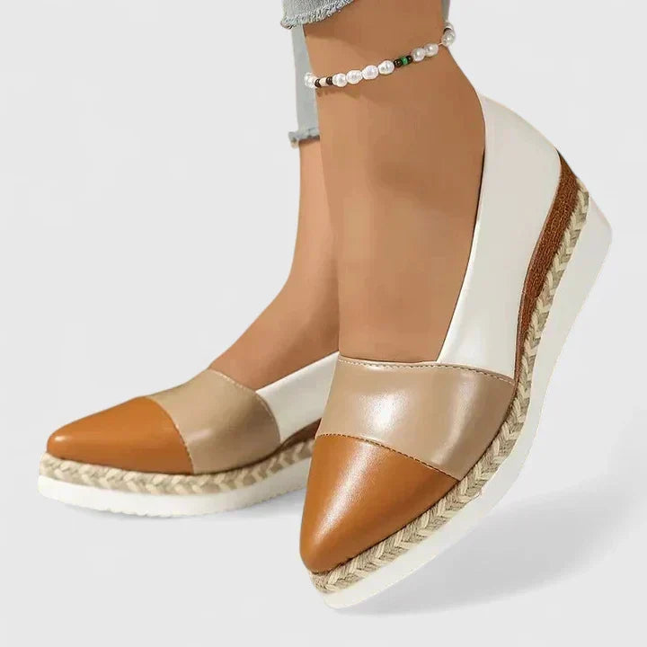 Katalina - Women's Metallic Colour-Block Espadrille Loafers
