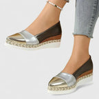 Katalina - Women's Metallic Colour-Block Espadrille Loafers