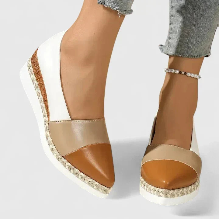Katalina - Women's Metallic Colour-Block Espadrille Loafers