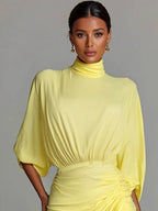 Kate - Women's High-Neck Pleated Maxi Dress with Slit 3
