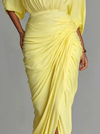 Kate - Women's High-Neck Pleated Maxi Dress with Slit 4