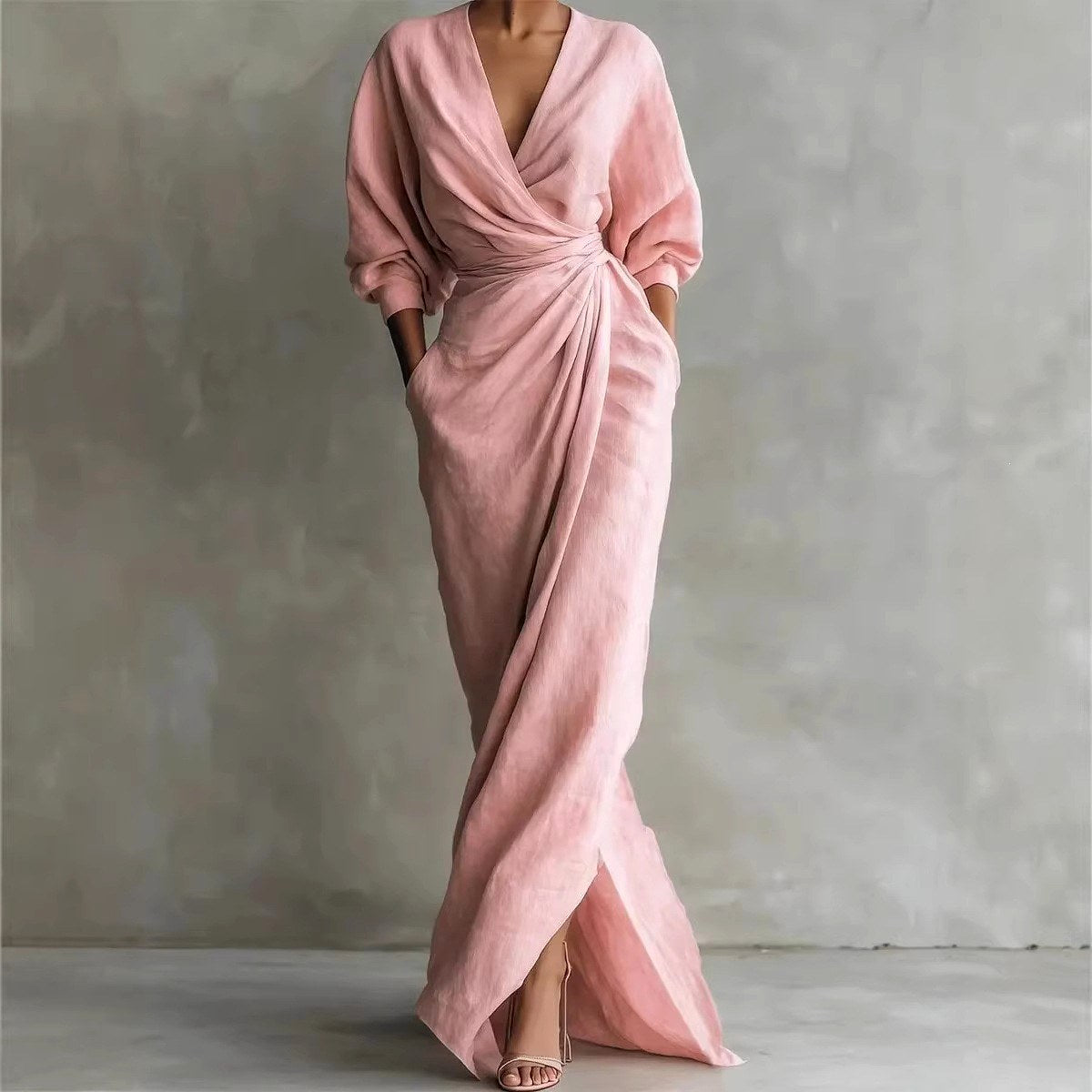 Kierra - Women's Draped Twist Front Maxi Dress 1