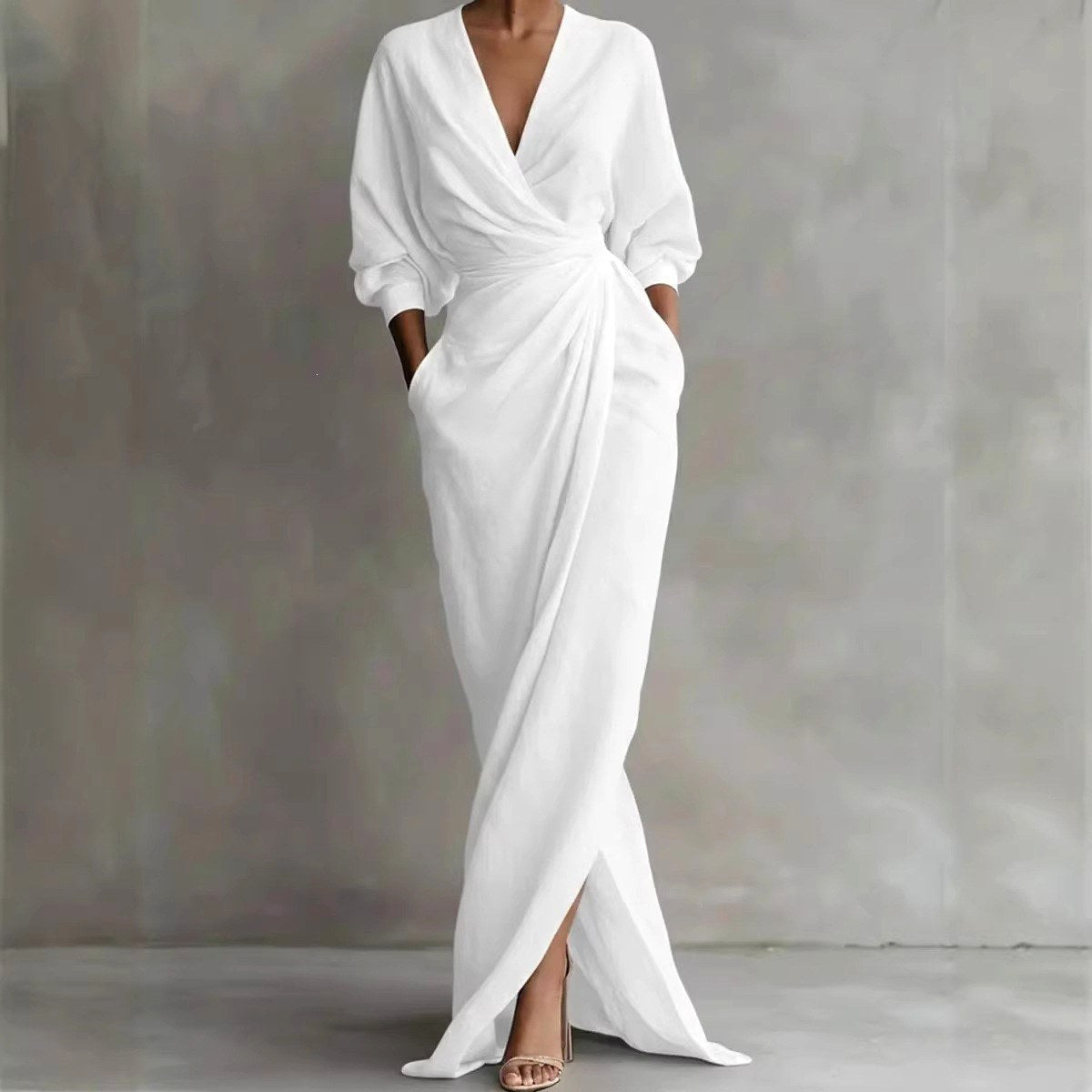 Kierra - Women's Draped Twist Front Maxi Dress 2