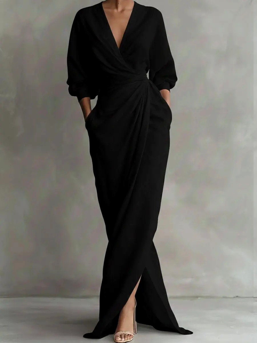 Kierra - Women's Draped Twist Front Maxi Dress 5