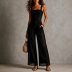 Kornelia - Women's Lace Panel Wide Leg Jumpsuit 2