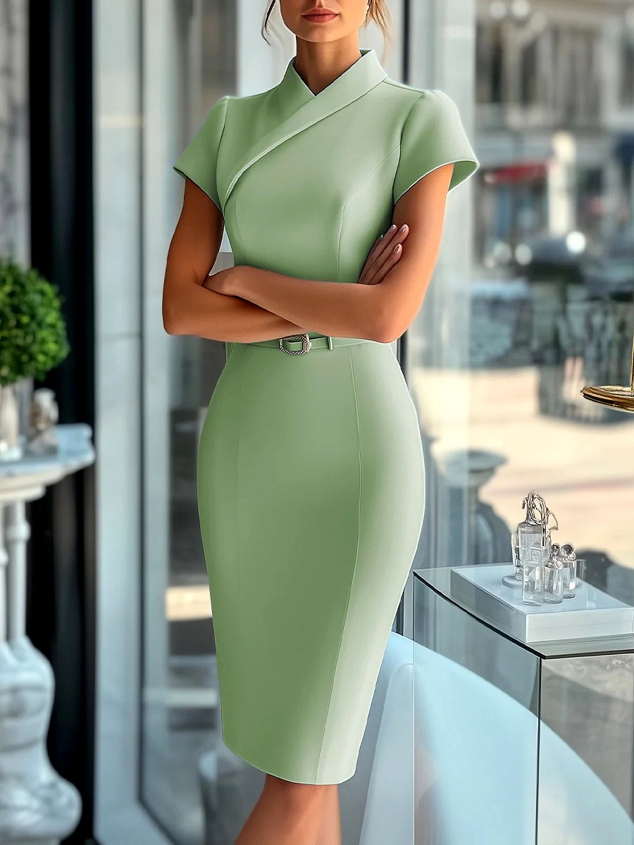 Krista - Women's Mandarin Collar Slim Fit Bodycon Dress 2