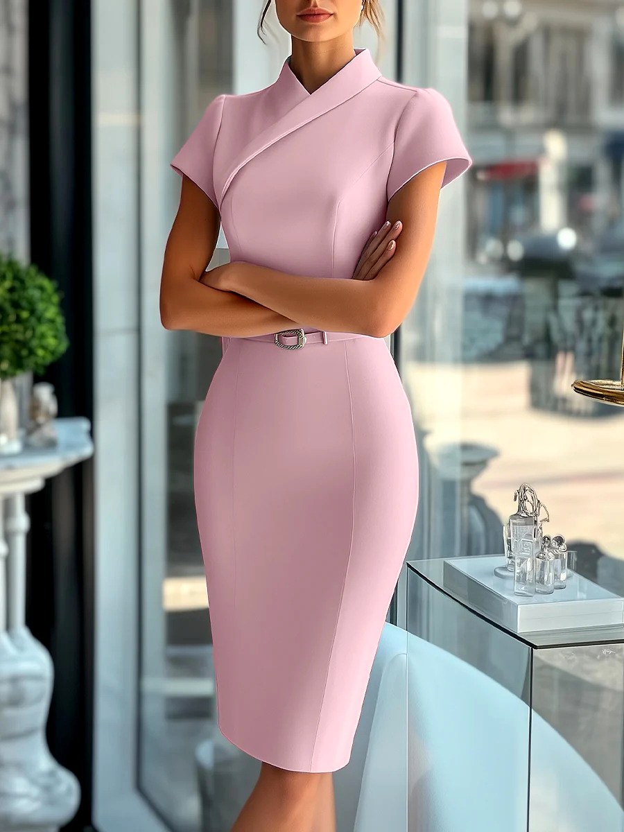 Krista - Women's Mandarin Collar Slim Fit Bodycon Dress 4