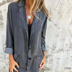 Kyla - Women's Denim Lapel Longline Loose Fit Jacket 3
