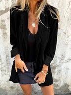Kyla - Women's Denim Lapel Longline Loose Fit Jacket 4