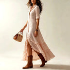 Lainey - Women's Ruffle Button-Down Maxi Shirt Dress 3