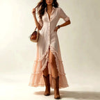Lainey - Women's Ruffle Button-Down Maxi Shirt Dress 4