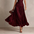 Larissa - Women's Pleated V-Neck Midi Dress 4
