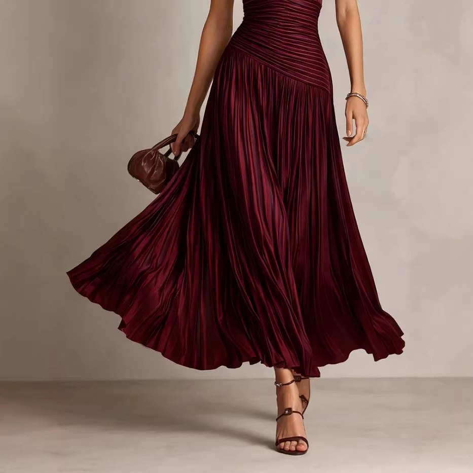 Larissa - Women's Pleated V-Neck Midi Dress 4