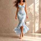 Laurel - Women's Floral Corset High-Low Midi Dress 3