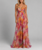 Lexi - Women's Watercolour Floral V-Neck Maxi Dress