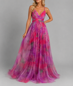 Lexi - Women's Watercolour Floral V-Neck Maxi Dress