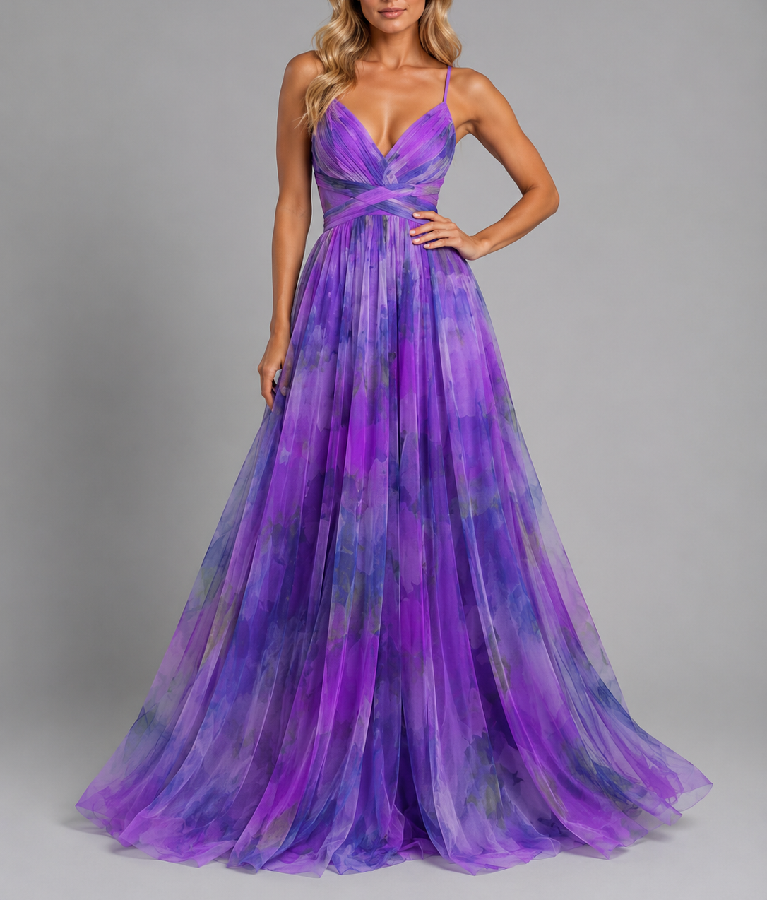 Lexi - Women's Watercolour Floral V-Neck Maxi Dress