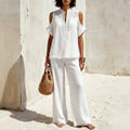 Liesel - Women's Cotton Linen Off-Shoulder Matching Set 1