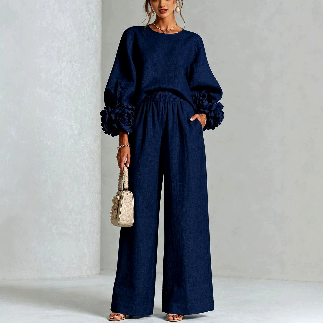 Lilian - Women's Balloon Sleeve Wide Leg Matching Set 1