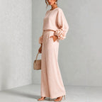 Lilian - Women's Balloon Sleeve Wide Leg Matching Set 4