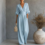 Liora - Women's Wrap V-Neck Wide-Leg Jumpsuit