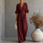 Liora - Women's Wrap V-Neck Wide-Leg Jumpsuit