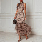 Liora - Women's Polka Dot Ruffle Hem Maxi Dress 1
