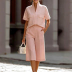 Livia - Women's V-Neck Short Sleeve Matching Set 3