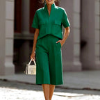 Livia - Women's V-Neck Short Sleeve Matching Set 4
