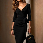 Lola - Women's Wrap V-Neck Midi Dress 5