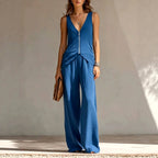 Loredana - Women's Sleeveless Top & Wide-Leg Pants Set 3