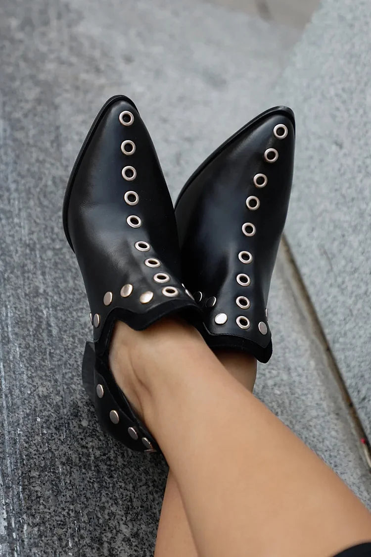 Louisa - Women's Metal-Studded Ankle Boots with Block Heel