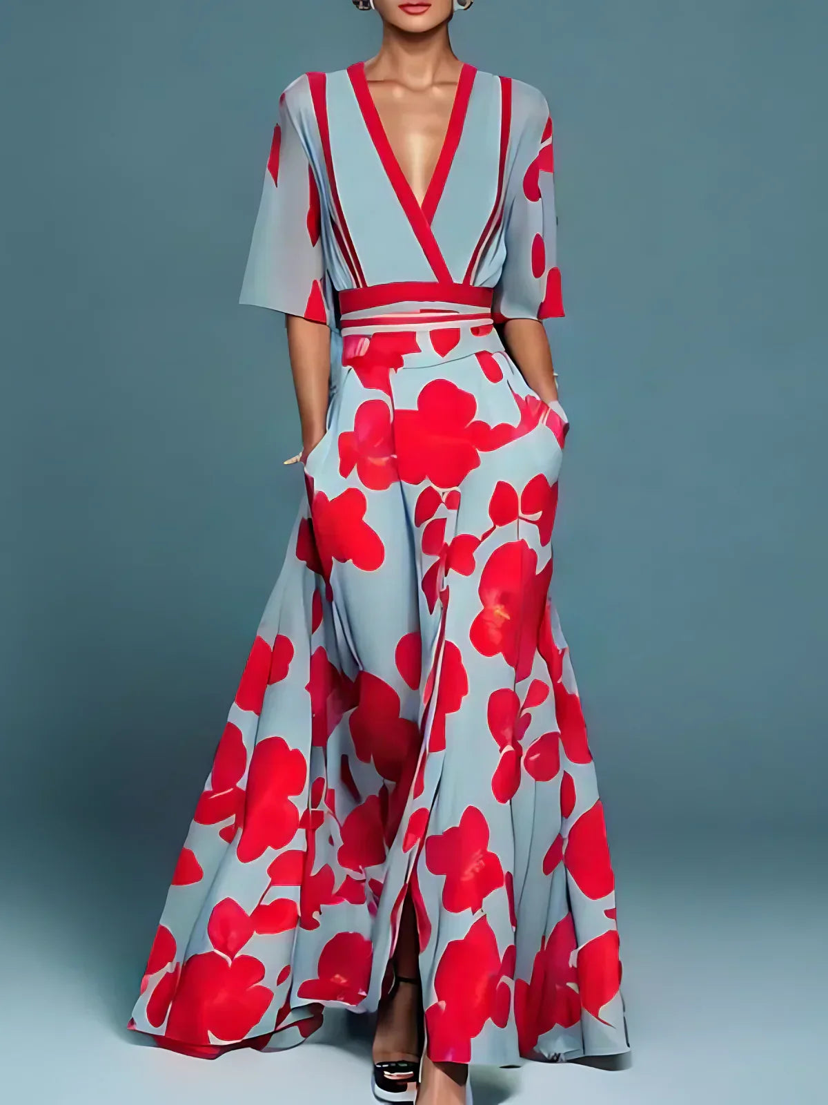 Lucinda - Women's Floral Wrap A-Line Dress