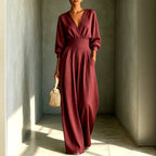 Lucy - Women's V-Neck Bishop Sleeve Wrap Jumpsuit 5