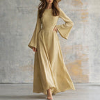 Luna - Women's Bell-Sleeve Ribbed Maxi Dress