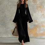 Luna - Women's Bell-Sleeve Ribbed Maxi Dress