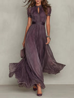 Lyra - Women's Keyhole Chiffon Dress