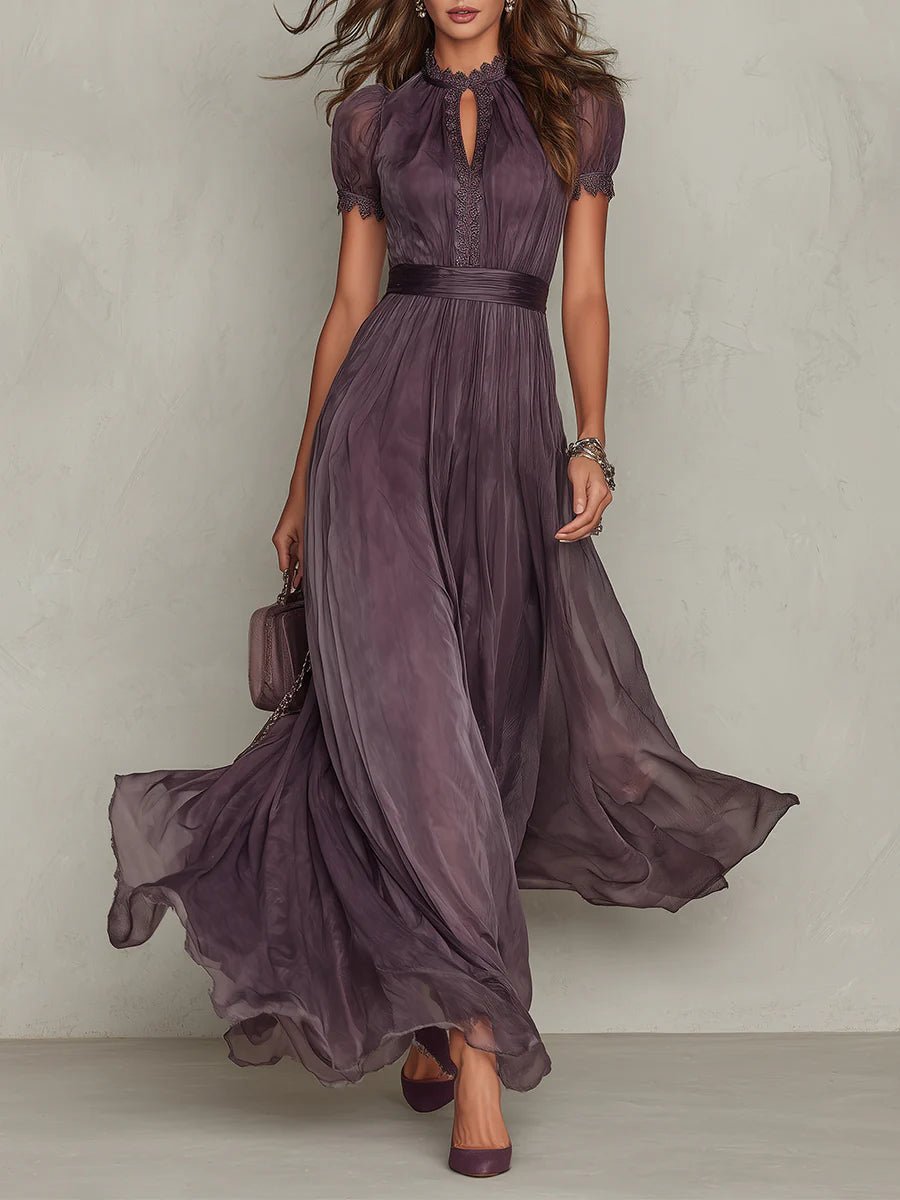 Lyra - Women's Keyhole Chiffon Dress
