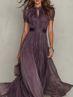 Lyra - Women's Keyhole Chiffon Dress