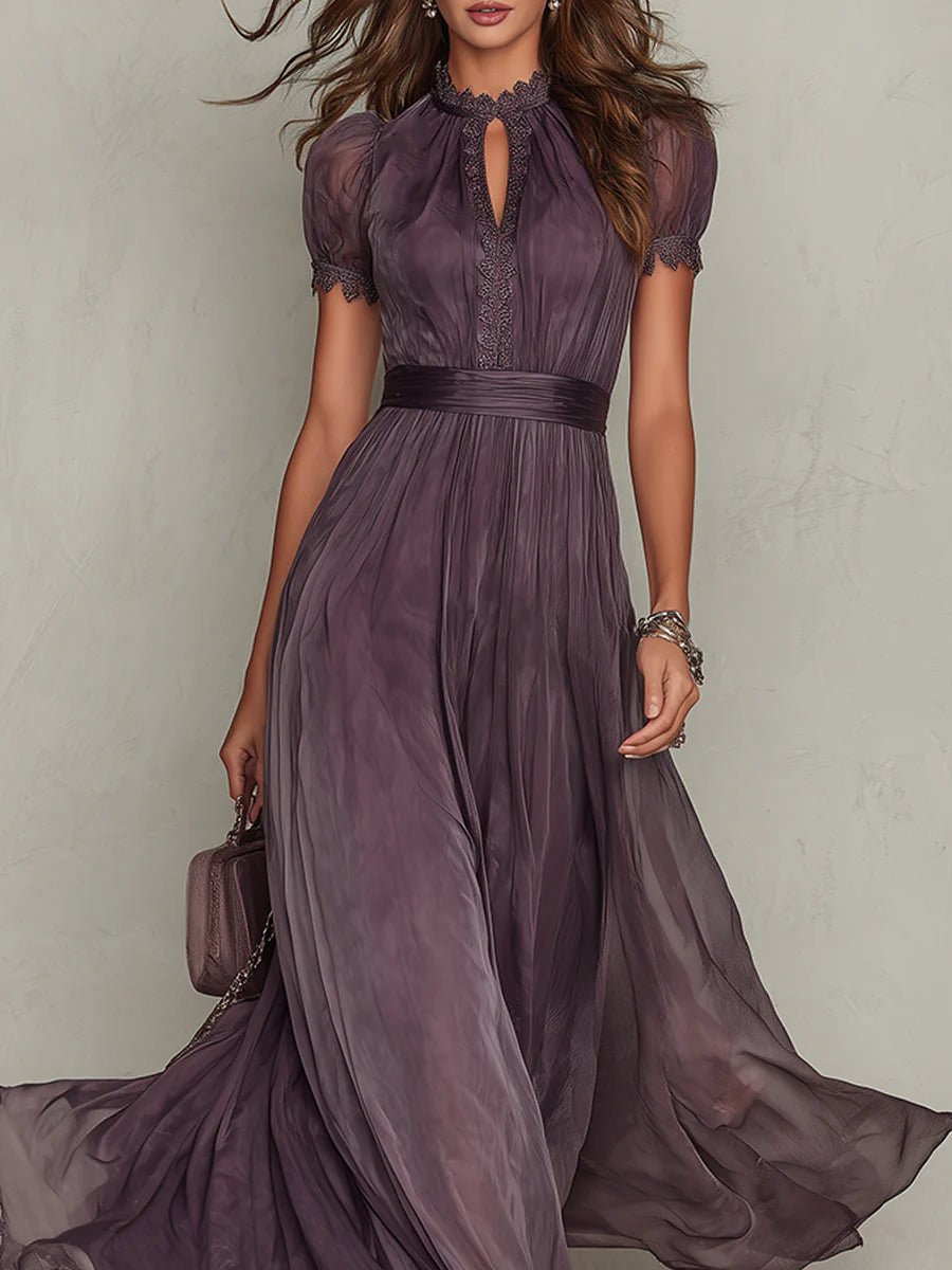 Lyra - Women's Keyhole Chiffon Dress