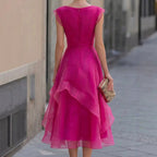 Madeleine - Women's Boat Neck Tiered Ruffle Dress 7