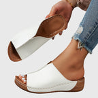 Madison - Women's Leather Platform Slide Sandals