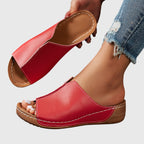 Madison - Women's Leather Platform Slide Sandals
