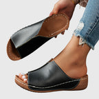 Madison - Women's Leather Platform Slide Sandals