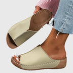 Madison - Women's Leather Platform Slide Sandals