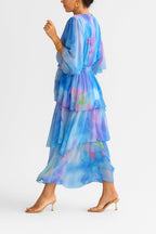 Maricel - Women's Watercolor Wrap Midi Dress 
