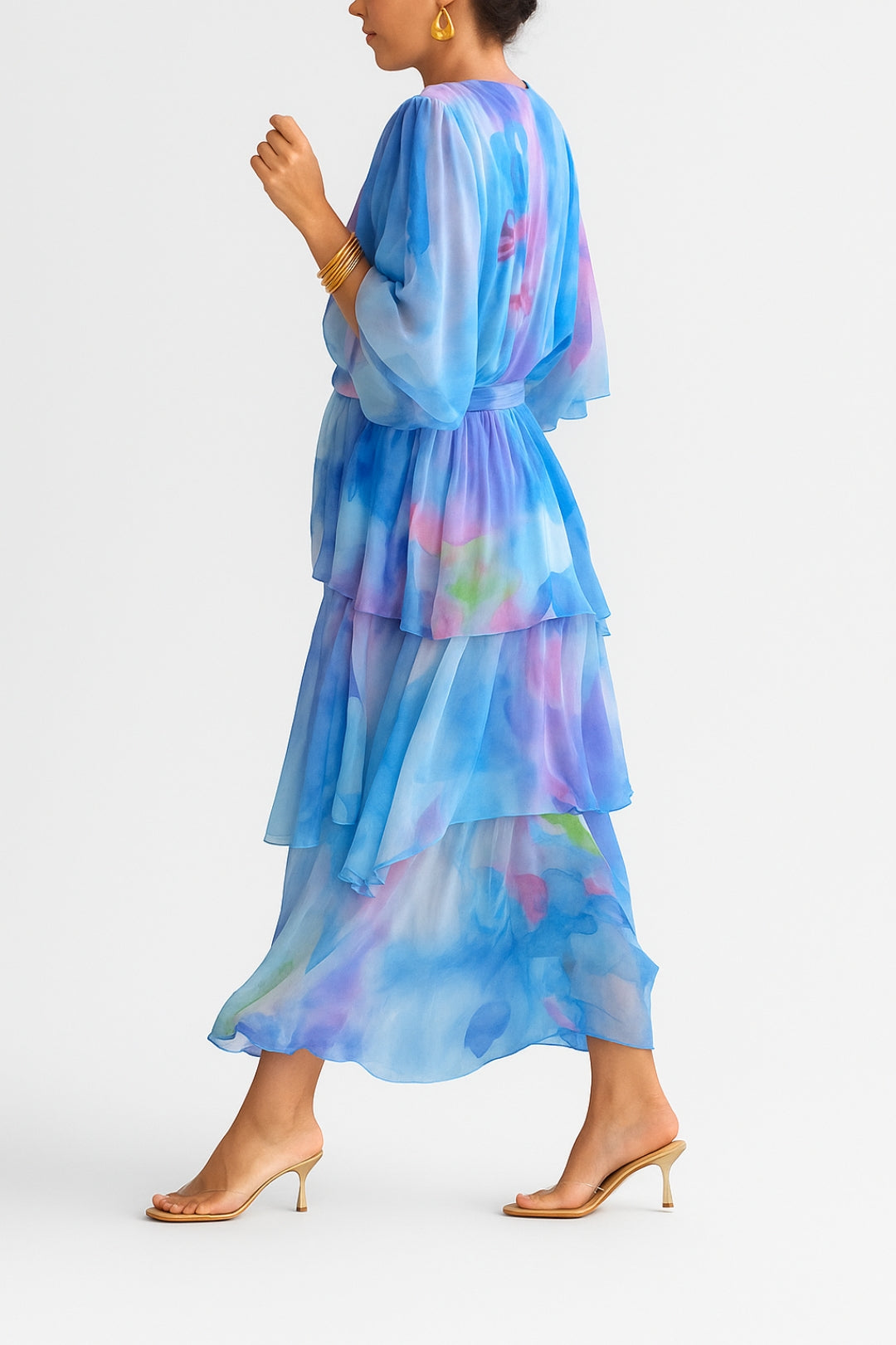 Maricel - Women's Watercolor Wrap Midi Dress 